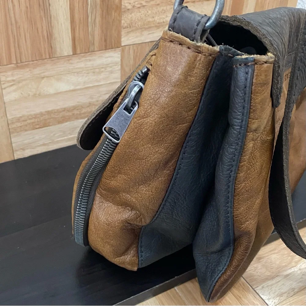 LIEBESKIND Berlin “Olivia” Two-tone Brown/Gray Flap Messenger Bag